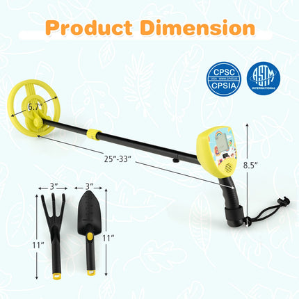 Costzon Metal Detector for Kids, 25"-33" Adjustable Stem Gold Detectors