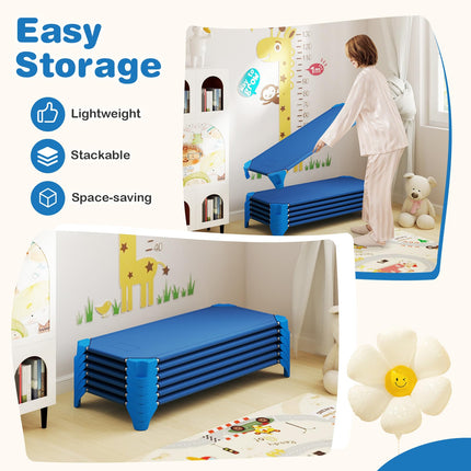 Costzon Daycare Cots for Kids, 6 PCS Space-Saving Stackable Cots w/Sturdy Metal Frame