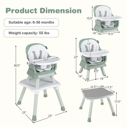 BABY JOY Baby High Chair 8 in 1 Convertible Highchair