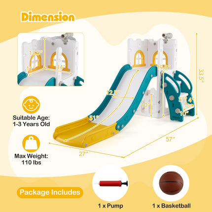 BABY JOY Toddler Slide 6-in-1 Indoor Kids Slide Playset