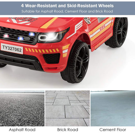 Costzon Ride on Car, 12V Fire Fighter SUV Vehicle w/Remote Control