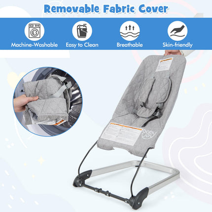 BABY JOY Baby Bouncer, Foldable Bouncer & Stationary Seat, Portable Infant Bouncer Seat for Newborns Baby