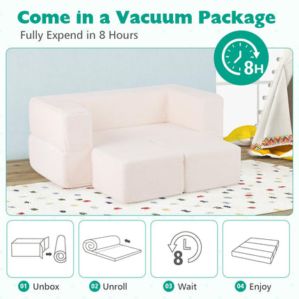 Costzon Kids Play Couch, Versatile Foam Play Couch for Boys & Girls
