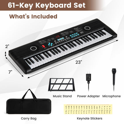 Costzon 61 Key Keyboard Piano, Electric Digital Piano Keyboard with Microphone