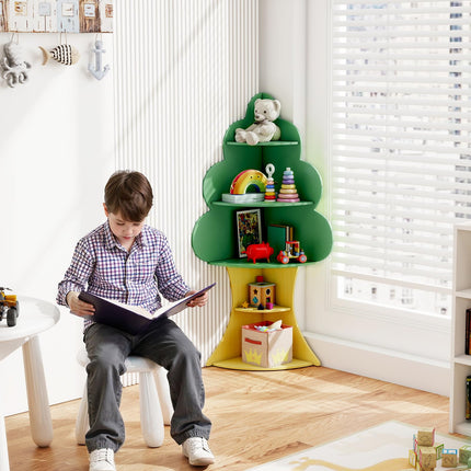 Costzon 5-Tier Toddler Montessori Corner Freestanding Book Shelf & Toy Storage Organizer