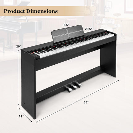 Costzon 88 Key Weighted Keyboard Digital Piano Hammer Action Electric Piano with Furniture Stand, Record and Replay