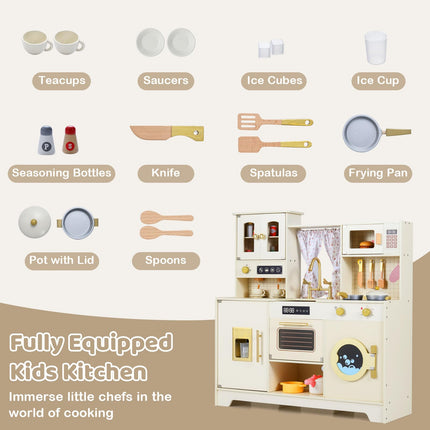 Costzon Wooden Toy Kitchen Playset w/Ice Maker