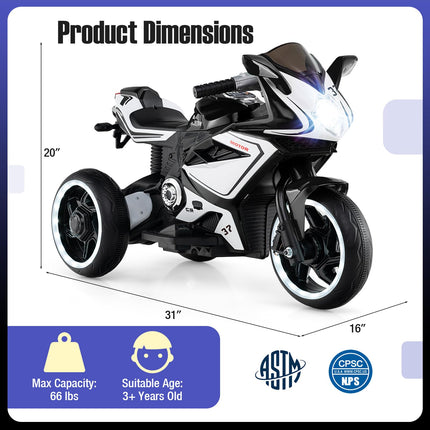 Costzon Toddler Motorcycle with LED Lights 6V Battery Powered Kids Motorcycle
