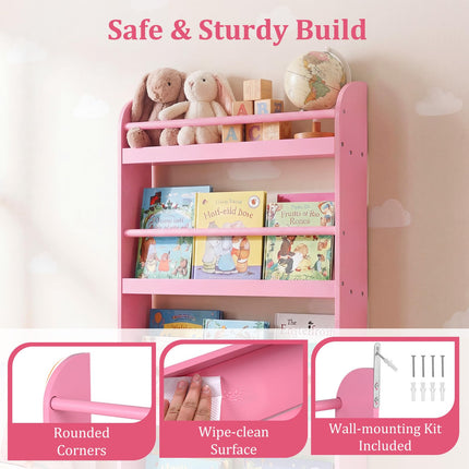 Costzon 4-Tier Wall Mounted Book Shelf for Toys & Books