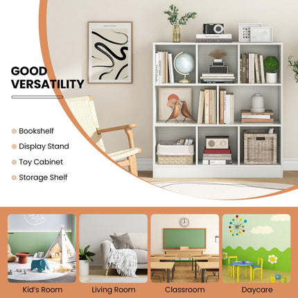 Costzon 7-Section Bookcase for Kids, Wooden Toy Storage Organizer for Books Toys