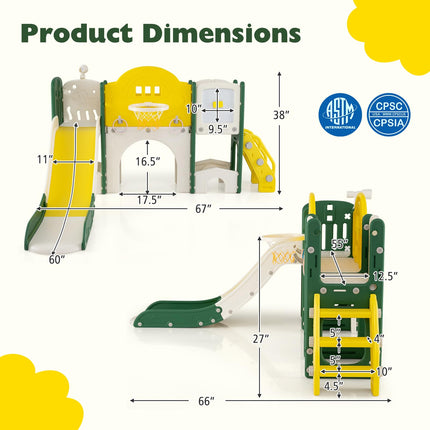 Costzon 10 in 1 Toddler Slide Set Kids Slide and Climber Playset