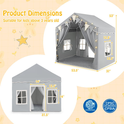 Costzon Kids Tent, Large Toddler Play Tent with 2 Doors, 4 Windows(53.5" x 37" x 53")