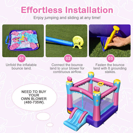 Costzon Inflatable Bounce House, 3-in-1 Bouncy House for Kids Princess Theme