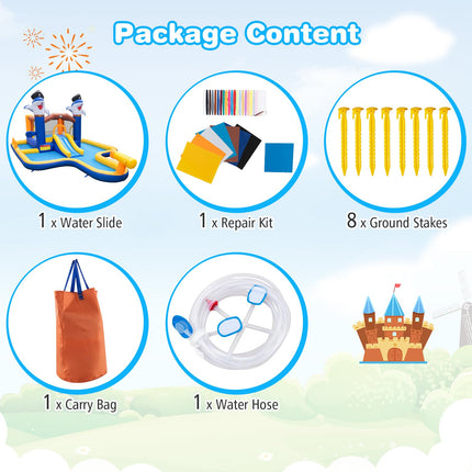 BOUNTECH Inflatable Water Slide, Shark Themed Water Bounce House with Slide for Kids Backyard Fun
