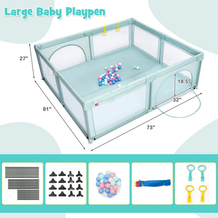 Costzon Baby Playpen, Extra Large Playpen for Toddlers Baby, 81" x 73" x 27"