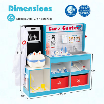 Costzon Kids Wooden Doctor Playset Medical Activity Center w/ 29 Accessories