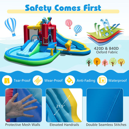 Costzon Inflatable 8-in-1 Amusement Park Water Park