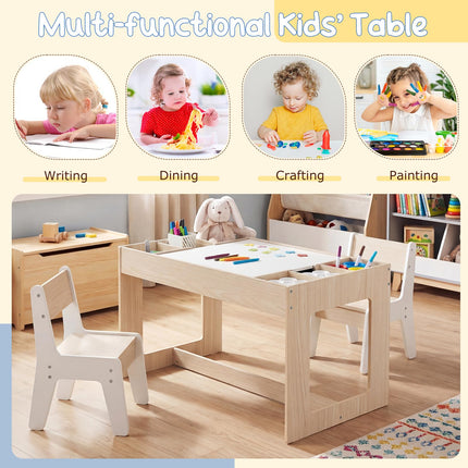 Costzon 4-1 Wooden Activity Art Desk Set w/Whiteboard Chalkboard & Storage Cubes