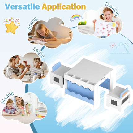 Costzon Kids Table and Chairs Wooden 4-in-1 Toddler Activity Desk Set