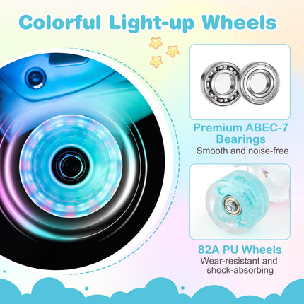 BABY JOY Roller Skates | 4 Sizes Adjustable Quad Skates for Girls Teens Adults