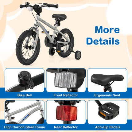 Costzon Outer Space Kids Bike, 14 Inch Sport Bicycle for 4-7 Years Old w/Adjustable Saddle, Training Wheels
