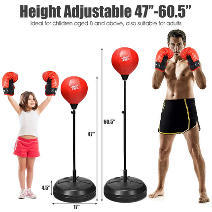 Costzon Punching Bag, Height Adjustable Boxing Equipment for Adults Teens w/Inflatable Ball, Boxing Gloves & Pump