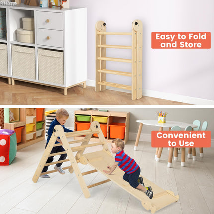 Costzon Climbing Toys for Toddlers, 4 in 1 Foldable Wooden Montessori Baby Climbing Gym