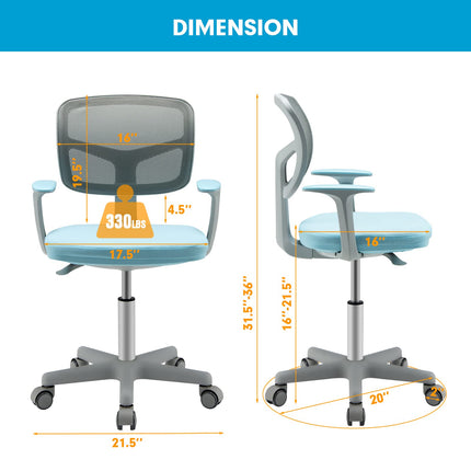 Kids Desk Chair, Children Study Computer Chair with Adjustable Height - Costzon