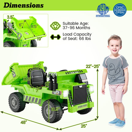 Costzon Kids Ride on Dump Truck, 12V Ride on Car w/Remote Control, Construction Vehicle for Kids