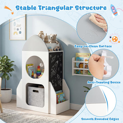 Costzon Rocket Kids Bookshelf Toddler Toy Storage Organizer