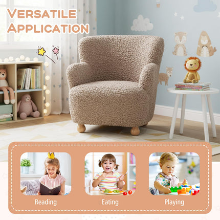 Comfy Kids Chair w/Solid Wooden Frame & Sherpa Fabric