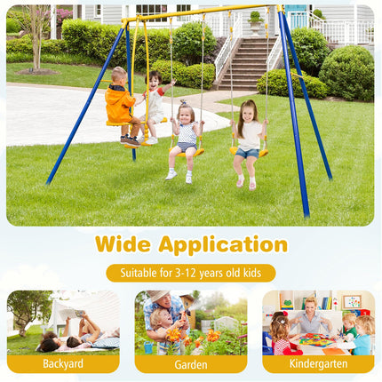 Costzon 440 lbs Swing Set for Backyard, 2-in-1 Heavy Duty Extra Large Metal Swing Frame