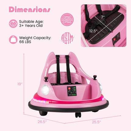 Costzon Bumper Car for Kids, 12V Toddler Bumper Car W/Remote Control & Dual Joysticks, Ride on Bumper Car for Boys Girls Gift