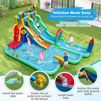 Costzon Inflatable Dual Slides Kids Water Slide Park