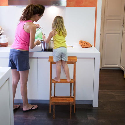 Costzon Folding Step Stool 3 Tier Wood Ladder