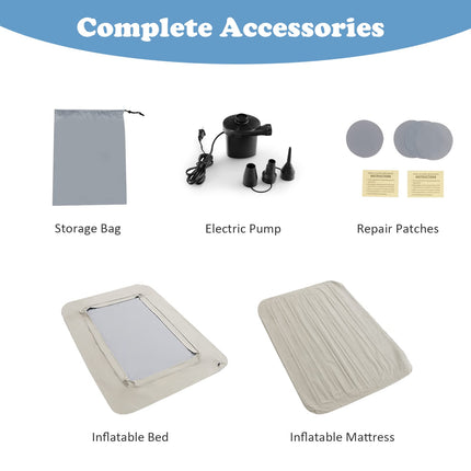 Costzon Toddler Travel Bed, Detachable Kids Air Mattress Set w/Electric Pump & Storage Bag
