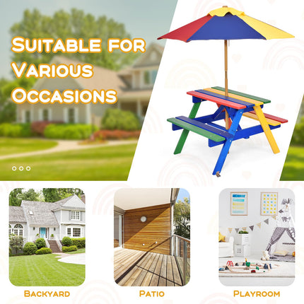 Costzon Kids Picnic Table with Removable & Foldable Umbrella