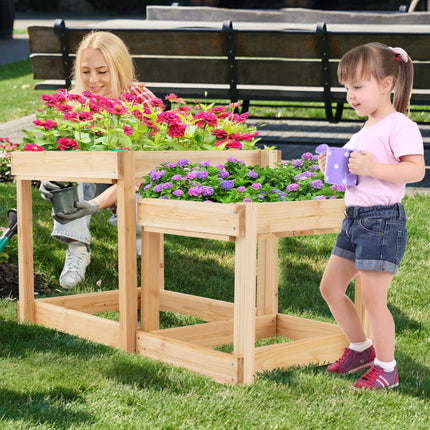 Costzon Sand Table, 2 PCS Wood Kids Sensory Table with Protective Cover