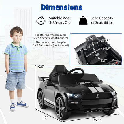 Costzon 12V Kids Ride on Car, Licensed Ford Mustang Shelby GT500 Electric Vehicle w/Remote Control