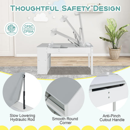 2 in 1 Kids Art Table and 2 Chair Set | Kids Drawing Table with Large Storage