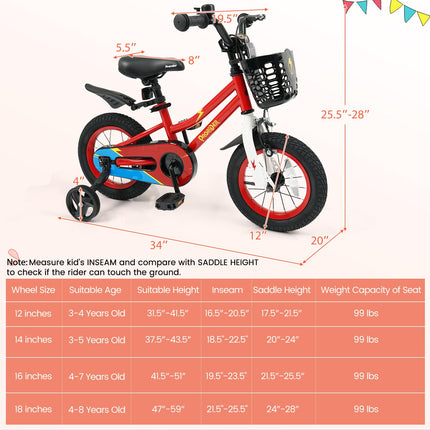 Costzon Kids Bike Coaster Brake & Removable Basket