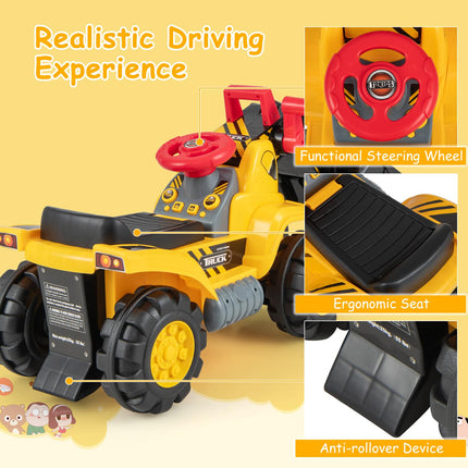 Costzon Ride on Excavator Ride on Construction Vehicles w/Helmet
