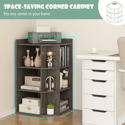Costzon Kids Corner Toy Storage Organizer, 3-Tier Corner Cabinet w/USB Ports and Outlets, 9 Cubbies for Toys