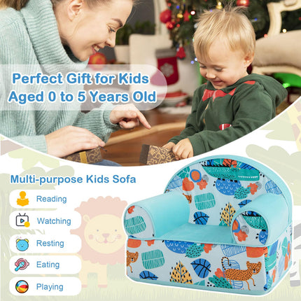 Costzon Kids Sofa, Foam Filled Armchair with Washable Velvet Cover & Soft Sponge Filling, Upholstered Sofa Chair for Preschool(Leaf)