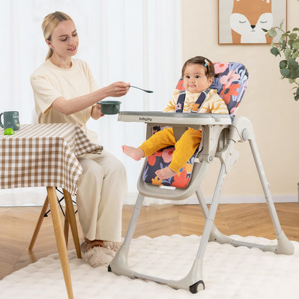 BABY JOY Convertible High Chair for Babies & Toddlers, Height Adjustable, Grow & Go High Chair w/Recline & Footrest