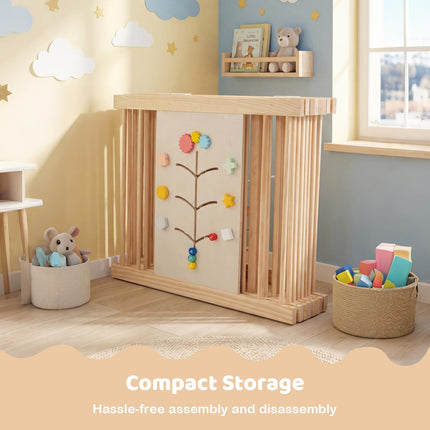 Costzon Wooden Baby Playpen for Babies 63" x 63" Adjustable Multi-Shape 8 Panels Large Play