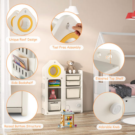 Costzon Kids Toy Storage Organizer and Bookshelf, Multipurpose Shelf with Mobile Truck, Storage Bins & Cabinet