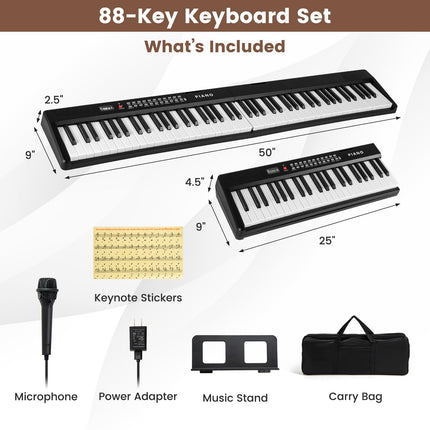 Costzon 88-Key Folding Piano Keyboard, Full-Size Semi-Weighted Electric Piano Digital Piano