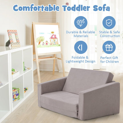 Costzon Kids Sofa, 2 in 1 Flip Open Couch with Machine Washable Sofa Cover