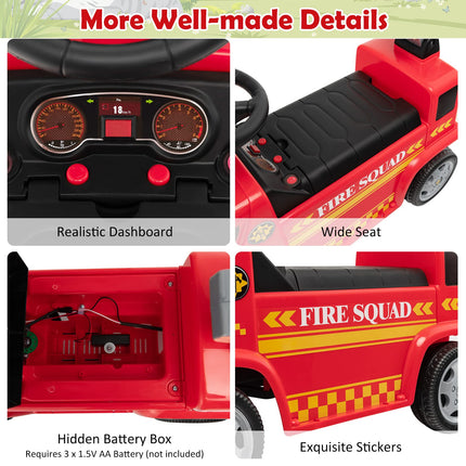 Costzon Kids Ride On Fire Truck, Ride On Push Car with Ladder Bubble Maker, Foot-to-Floor Sliding Car for Toddlers